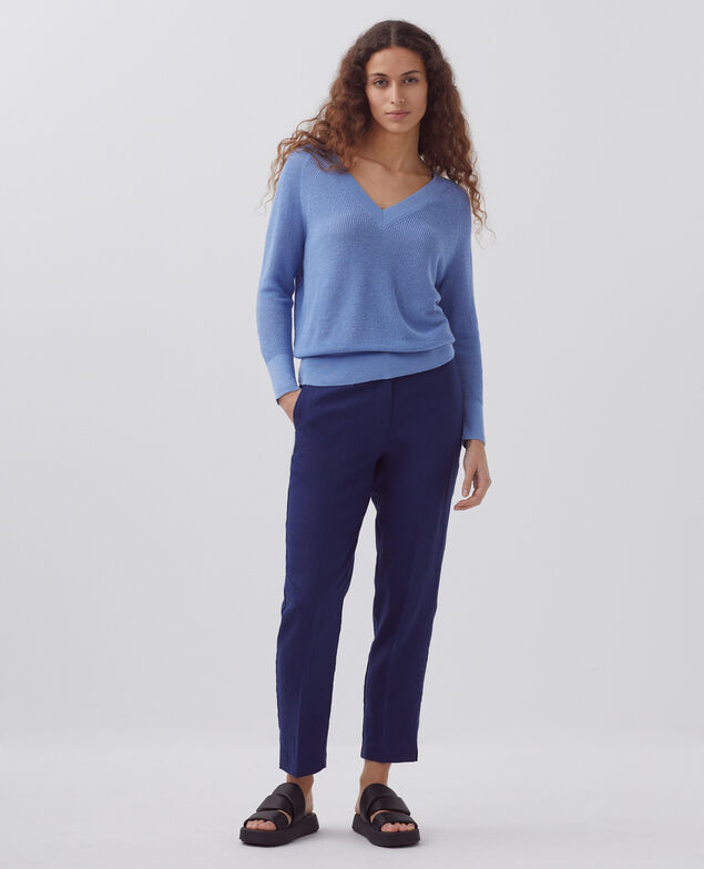 Pullover mit V-Ausschnitt aus Leinen H605 savoie