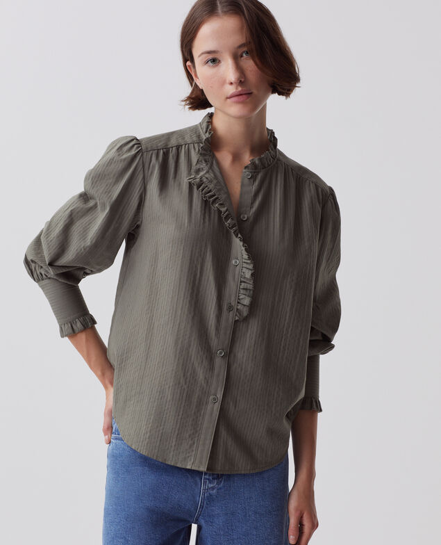 Langarmbluse aus Baumwolle J560 basil dark green