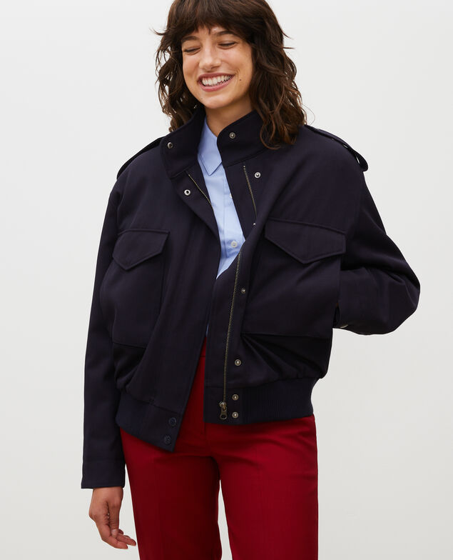  Bomberjacke aus Wollgabardine Night sky