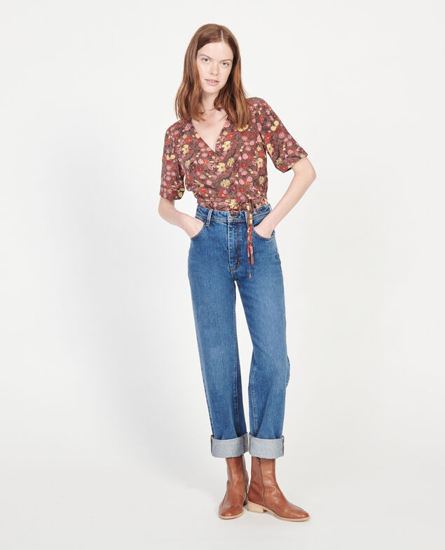  Wickelbluse aus Seide mit Flowerprint Print eden tortoiseshell