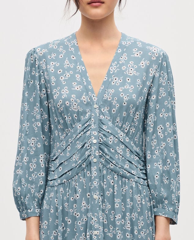 Langes fließendes Kleid K610 daisy blue