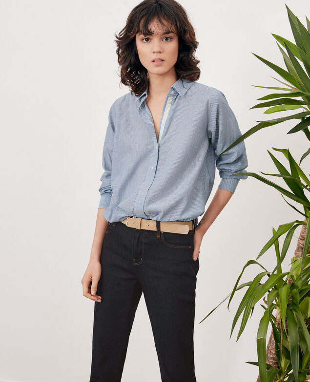 Gestreifte Oversize-Bluse Stone blue stripes