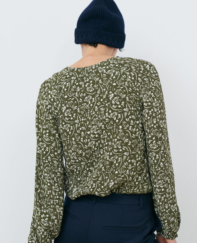 Gemusterte Bluse 6014c cyanotype olive