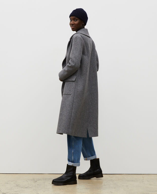 Überkreuzter Oversize Trenchcoat aus Wolle Medium grey melange