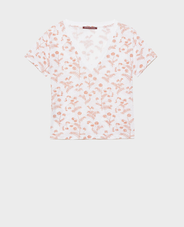 SARAH - T-Shirt mit V-Ausschnitt aus Leinen Coronille optical