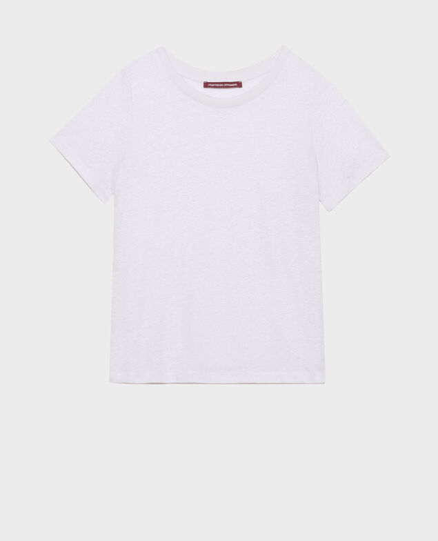 AMANDINE - T-Shirt mit Rundhalsausschnitt aus Leinen 0700 lilac hint