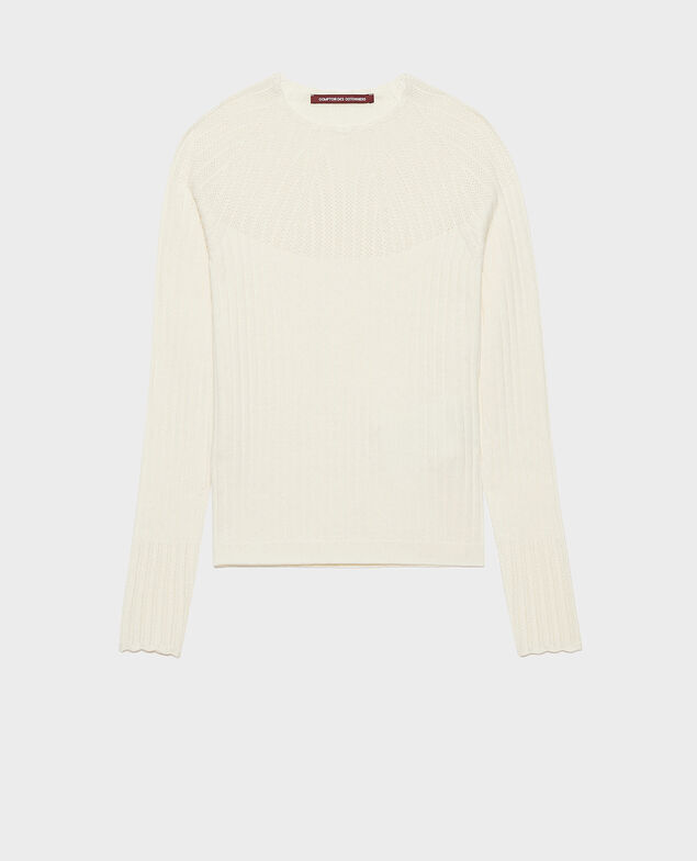 Spitzenpullover aus 3D-Strick Gardenia