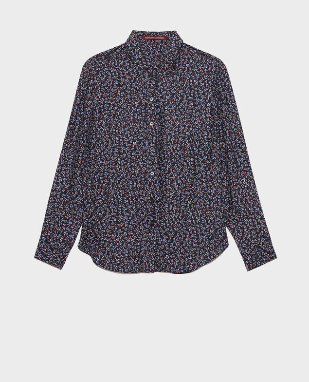 SIBYLLE - Gemusterte Bluse aus Seide Clochette navy