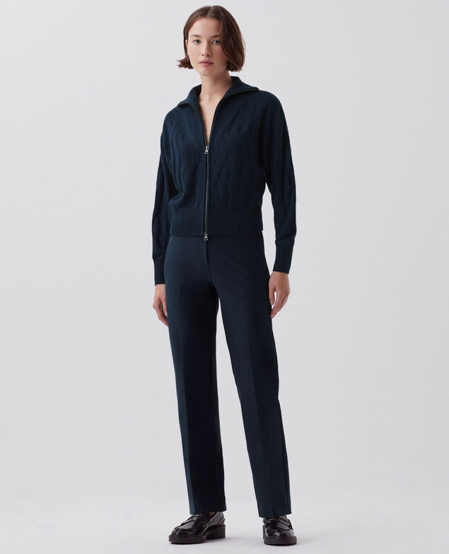 Cardigan aus Merinowolle mit Reißverschluss J690 blueberry