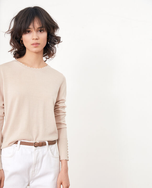 Feiner Pullover aus Wolle Biscuit