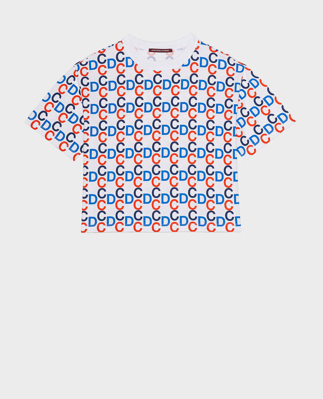T-Shirt mit CDC-Print aus Baumwolle Optical white