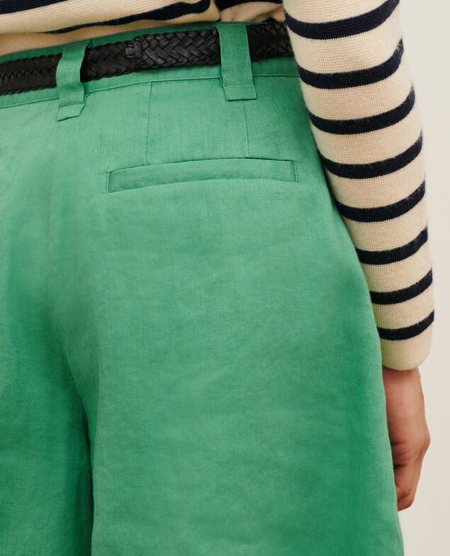 Weite Shorts aus Leinen 0542 pine green