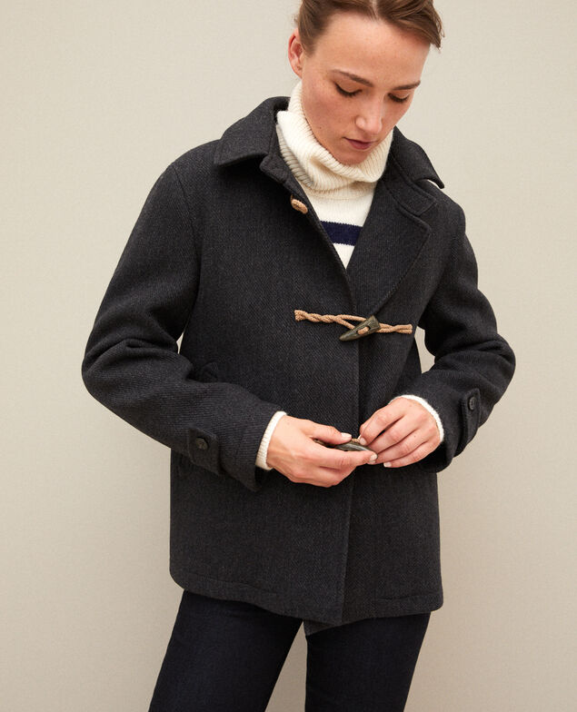 Kurzer Mantel im Dufflecoat-Stil Dark heather grey