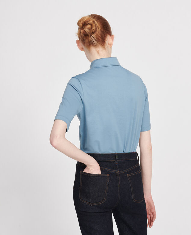 Polo-Shirt aus ägyptischer Baumwolle Bluestone