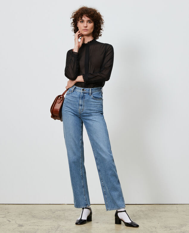 Bluse mit Volant-Kragen Black beauty