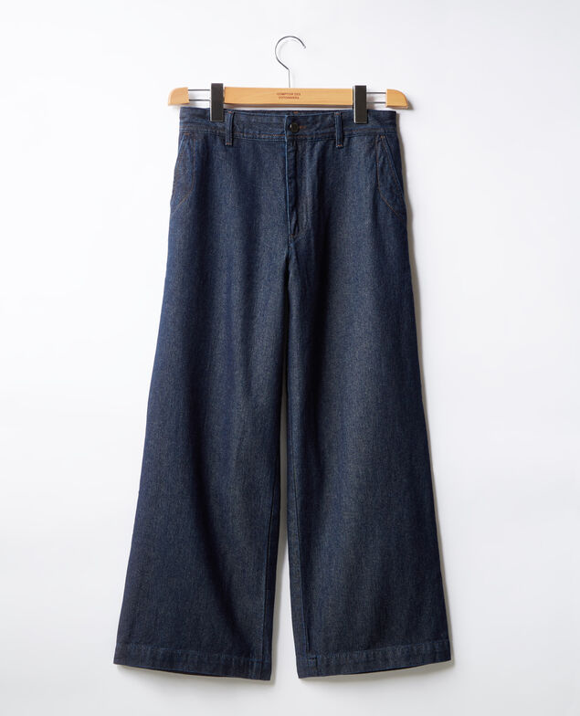 Cropped-Jeans mit breitem Bein Indigo