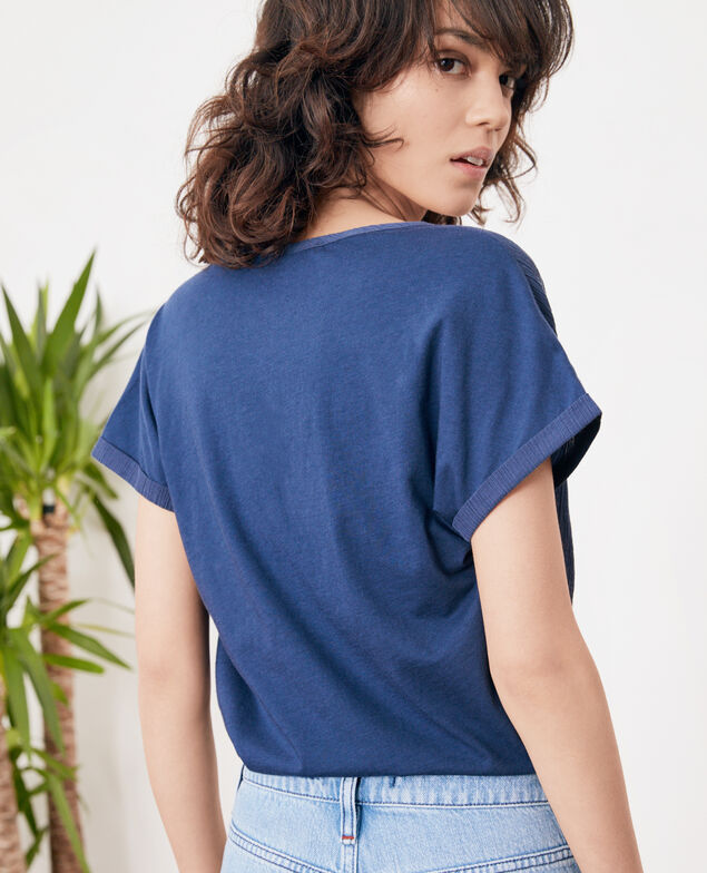 T-Shirt aus Bimaterial Indigo