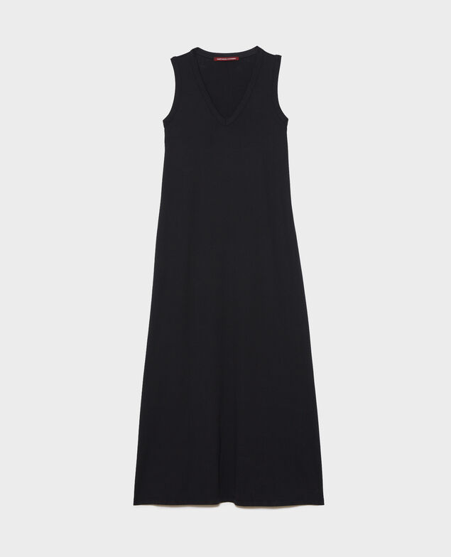Langes Kleid aus Baumwolle mit V-Ausschnitt Black beauty