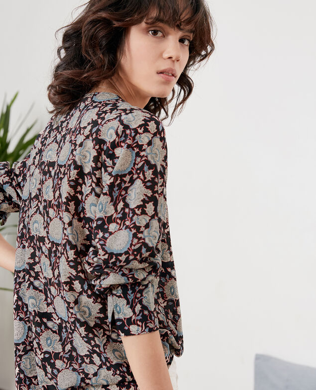 Bedruckte Seidenbluse Darjeeling black
