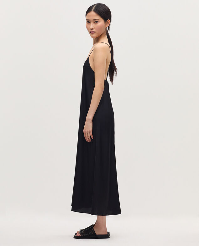 Langes satiniertes Nuisette-Kleid H091 black beauty