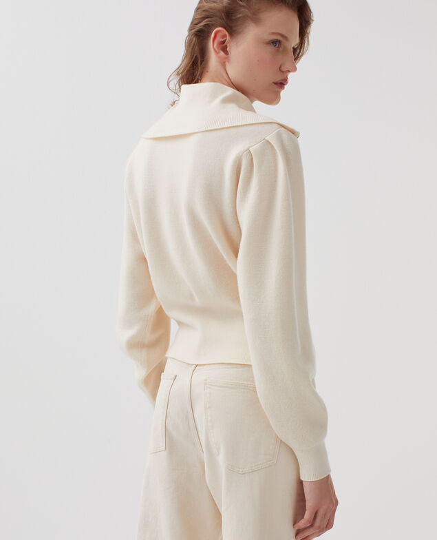 Cardigan aus Merinowolle mit Reißverschluss I307 ecru