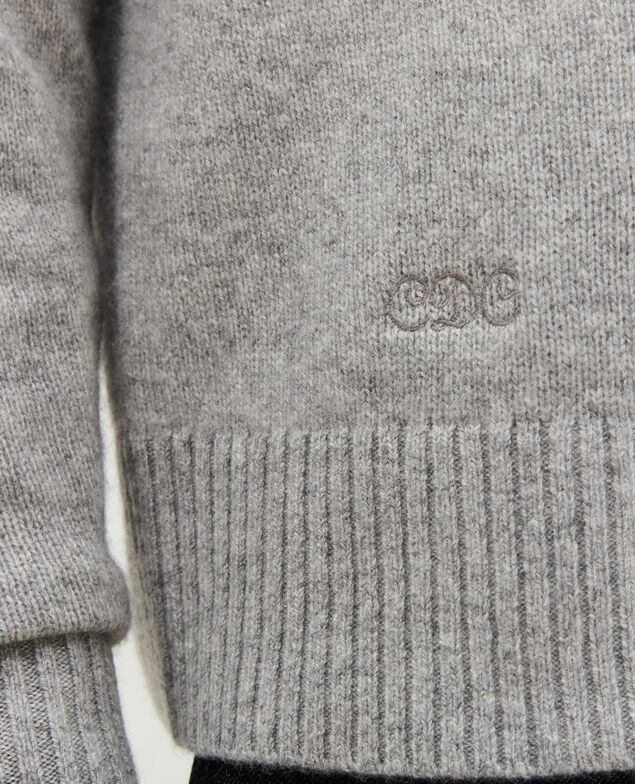 Pullover aus Kaschmir mit U-Boot-Kragen Light grey melange