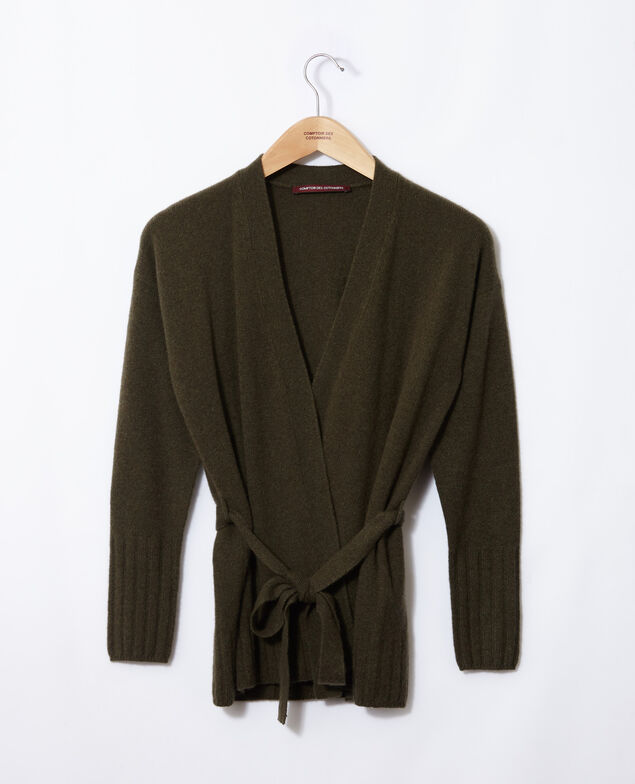Cache-cœur-Cardigan aus Kaschmir Olive night