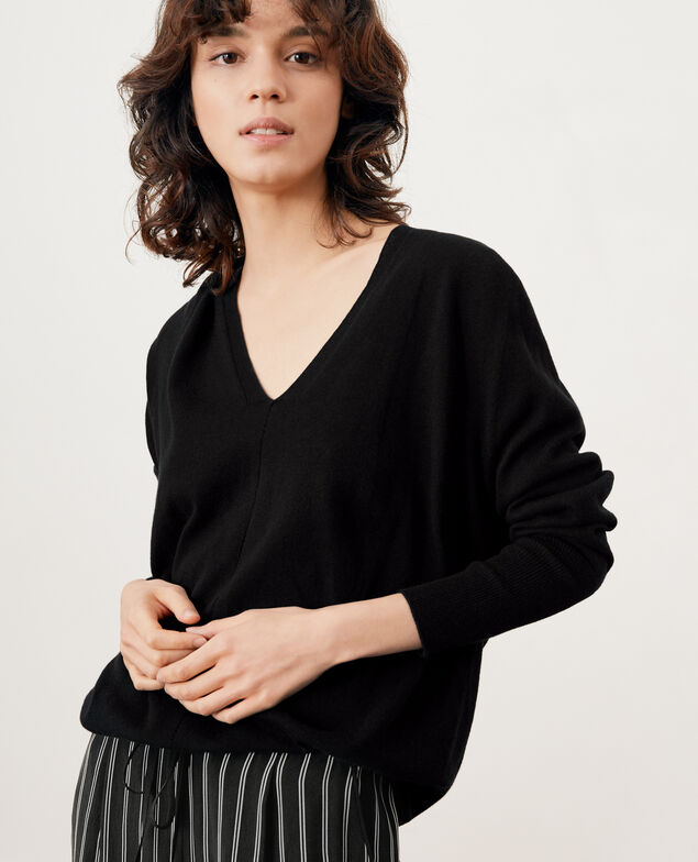 Oversize-Pullover aus Baumwolle und Kaschmir Noir