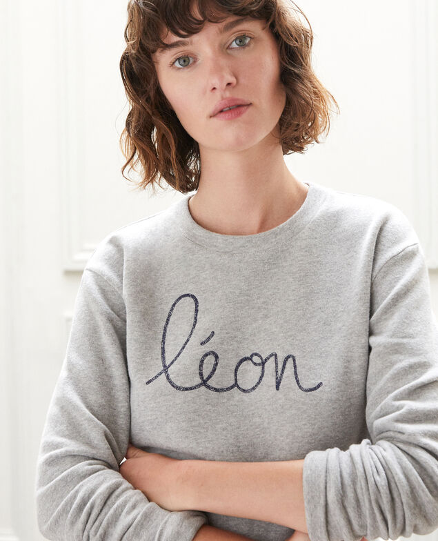 Sweatshirt mit Leon-Stickerei Grau