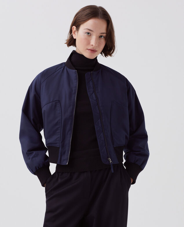 Satinierte Bomberjacke I697 navy