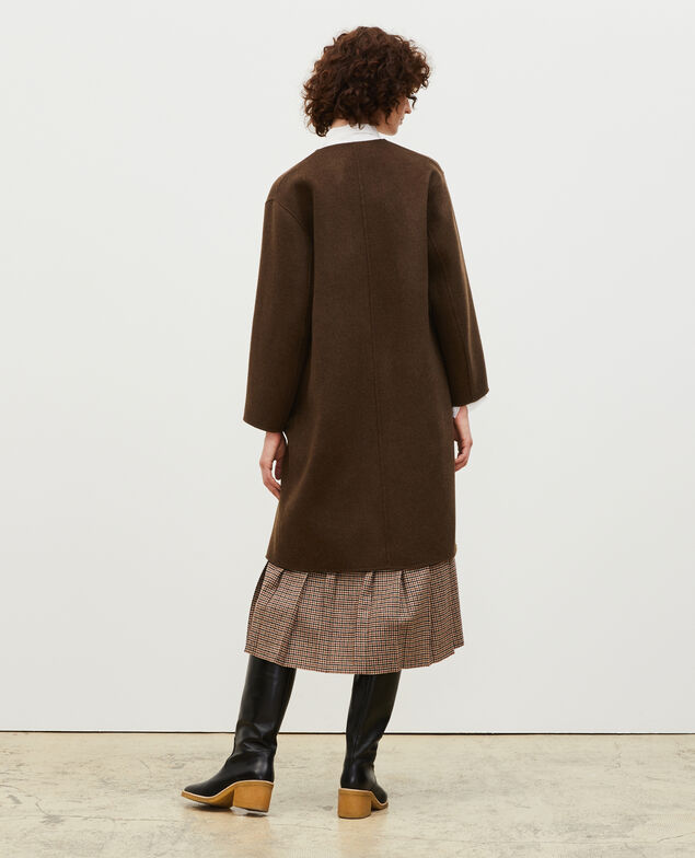 Mantel aus doppelseitiger Wolle Heather kaki
