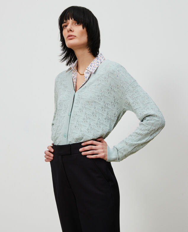 Cardigan aus Baumwolle und Leinen Blue haze