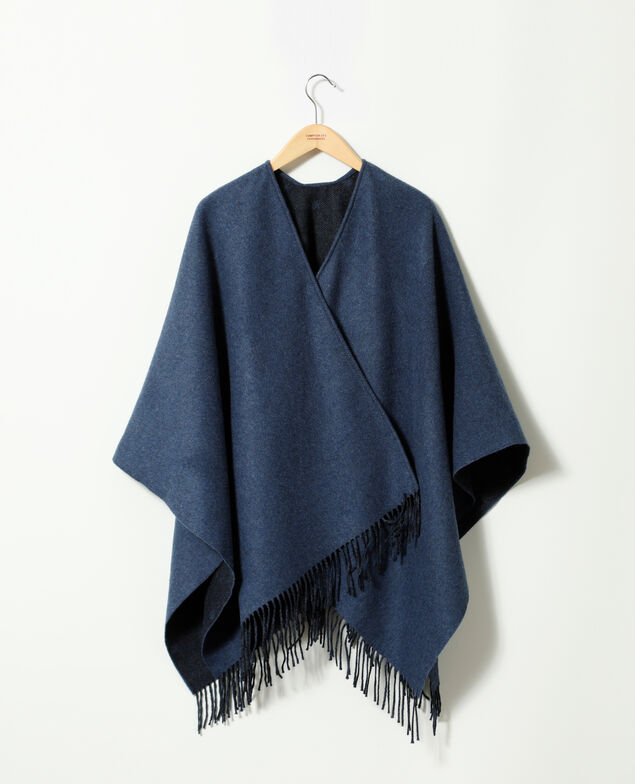  Cape mit Wolle Blau