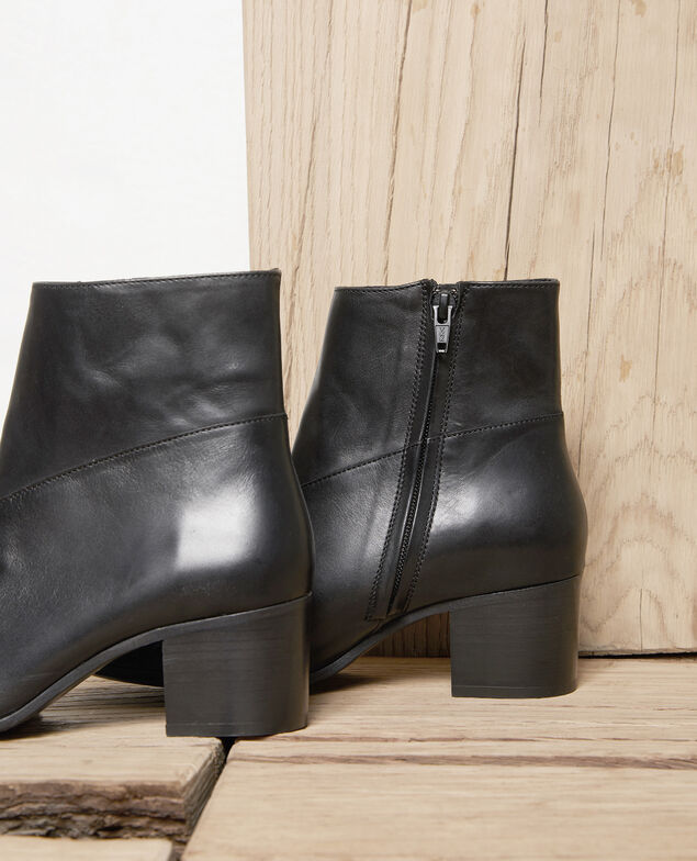 Schwarze Leder-Stiefeletten Noir