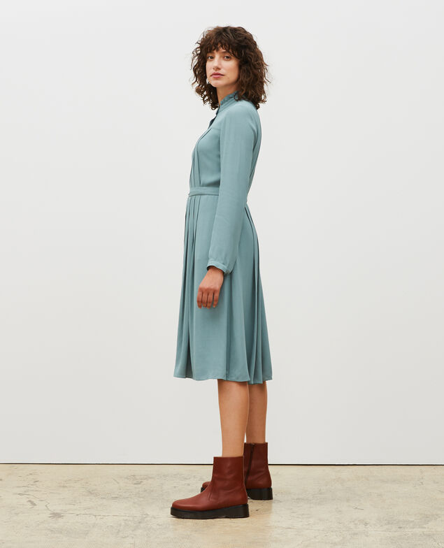Plissee-Kleid mit Gürtel  Treillis