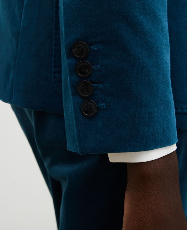 Blazer aus Samt zwei Knöpfe Blue coral