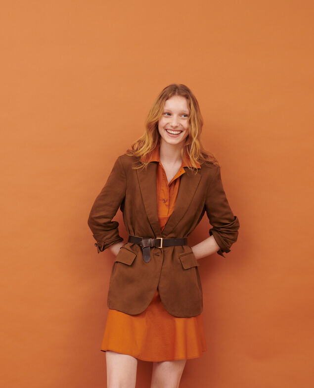 Blazer aus Mischleinen 35 brown
