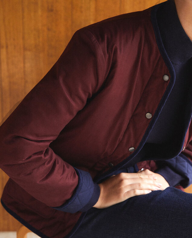 Beidseitig tragbare, kurze Jacke Blau