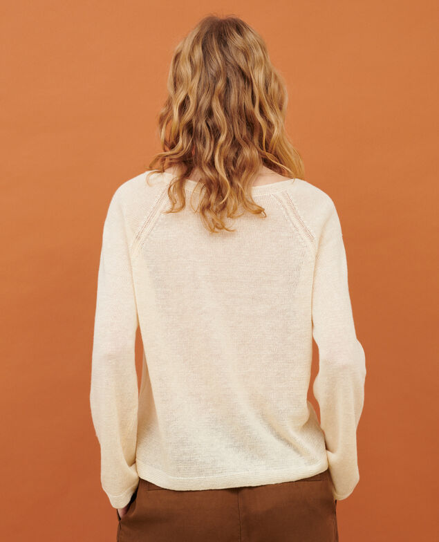 Pullover mit Rundhalsausschnitt aus Leinen 01 white