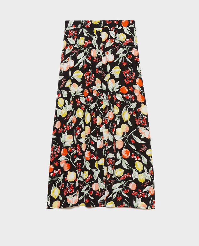 FRANCINE - Fließend fallender Midi-Rock 103 print black