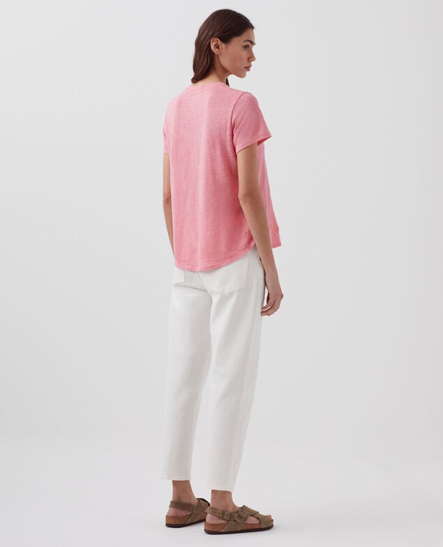 AMANDINE -  T-Shirt mit Rundhalsausschnitt aus Baumwolle H110 lantana