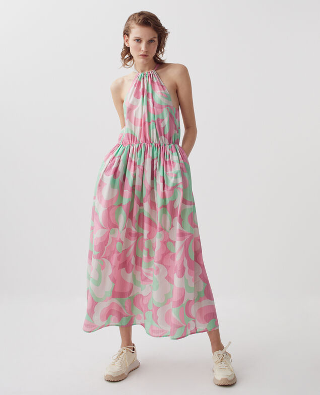 Langes Kleid mit amerikanischem Ausschnitt H720 anemone pink