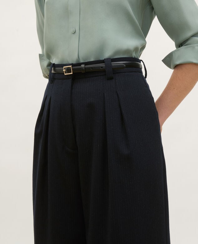 YVONNE - Hose weit, aus Wolle mit hoher Taille Night sky