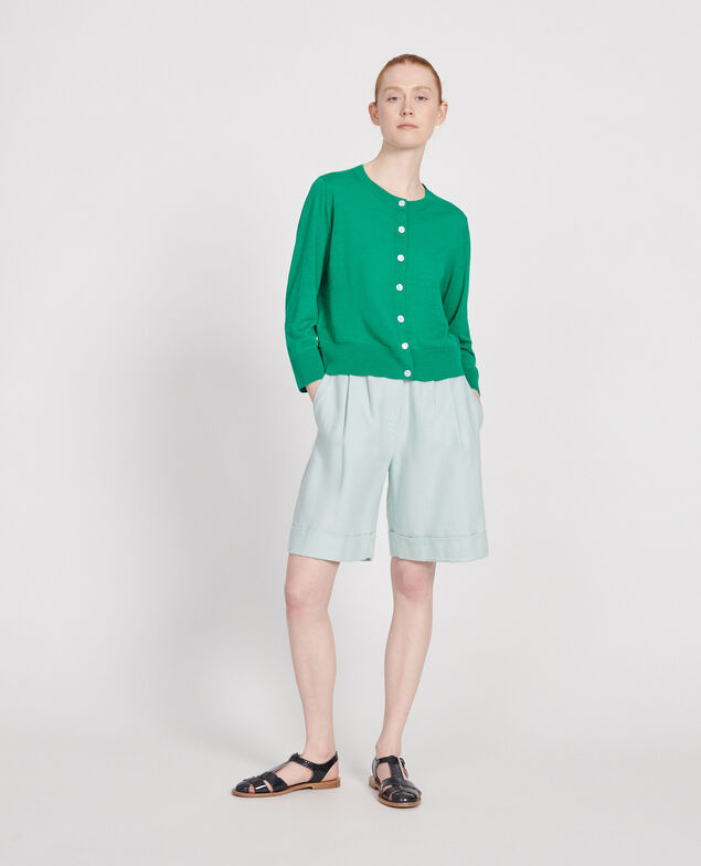 Cardigan aus Leinen und Bio-Baumwolle Golf green