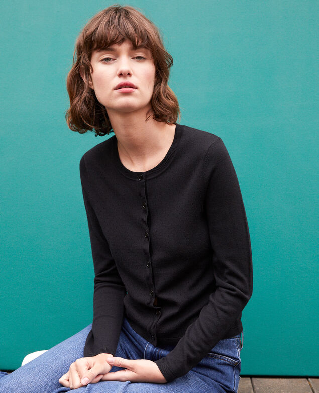 Cardigan aus Merinowolle Schwarz