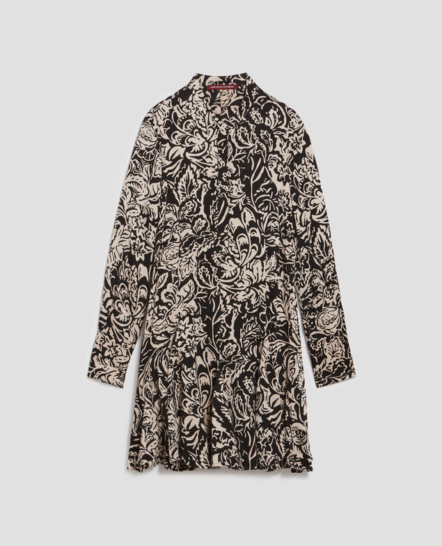 Fließendes kurzes Kleid I094 abstract fl blk