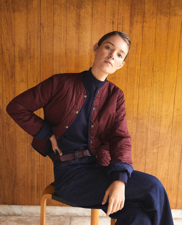 Beidseitig tragbare, kurze Jacke Blau