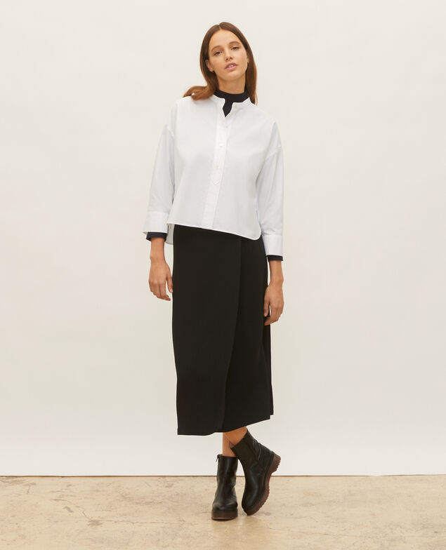 Bluse ohne Kragen aus Baumwoll-Popelin Optical white