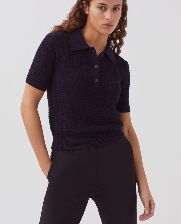Pullover mit Polokragen und kurzen Ärmeln H694 baritone blue