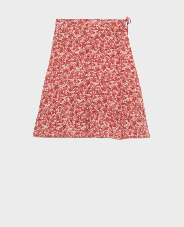Kurzer Wickelrock aus Seide Art deco pink